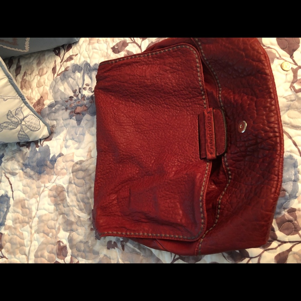 Lamb leather red handbag
